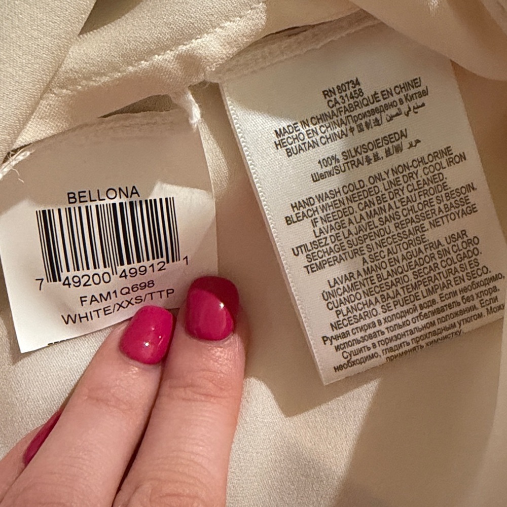 BCBGMaxAzria Cream Relaxed Blouse with Mandarin Collar (XXS) NWT - Picture 5 of 5